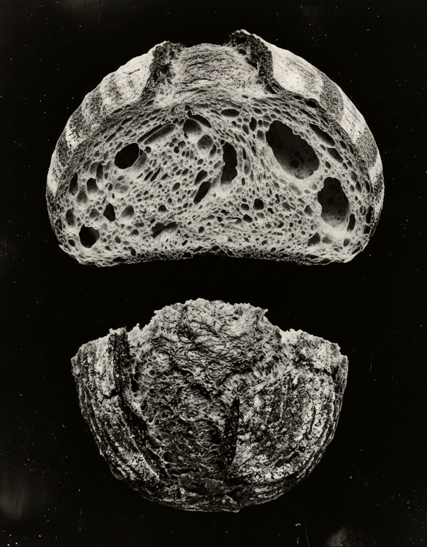 sourdough break on a black surface